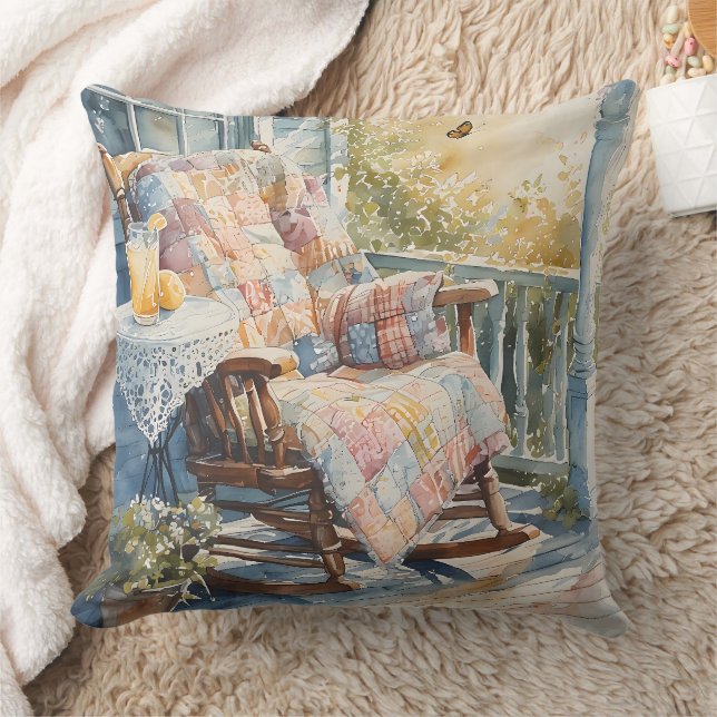 Cosy Porch with Quilt and Lemonade Charm Cushion (Blanket)