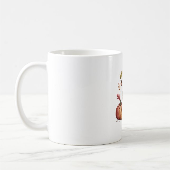 Cosy Pumpkin Coffee Goose Fall Art Mug (Left)