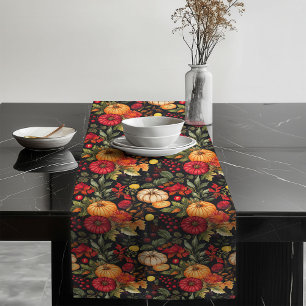 Cosy Pumpkin & Floral Table Runner Festive Setting