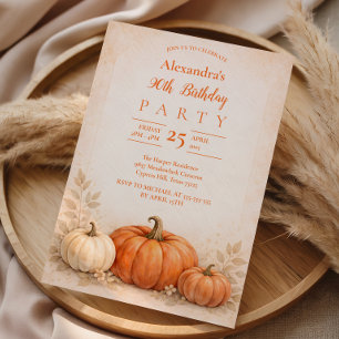 Cosy Pumpkin Garden 90th Birthday Invitation