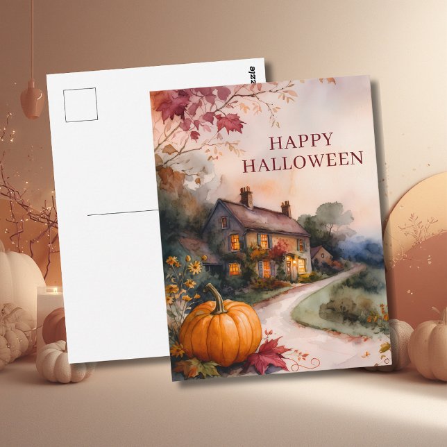 Cosy Pumpkin Path Halloween Postcard (Creator Uploaded)