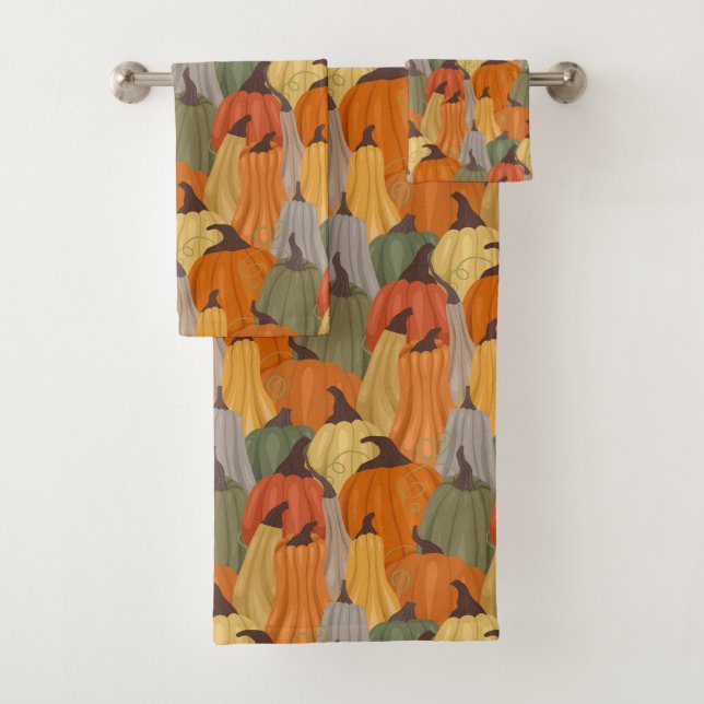 Cosy pumpkins bath towel set (Insitu)