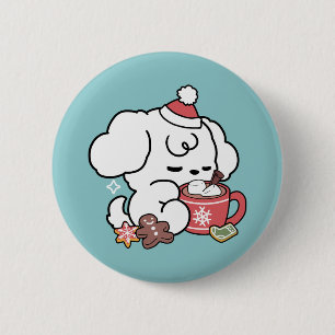 Cosy Puppy Dreams – Hot Chocolate and Christmas 6 Cm Round Badge