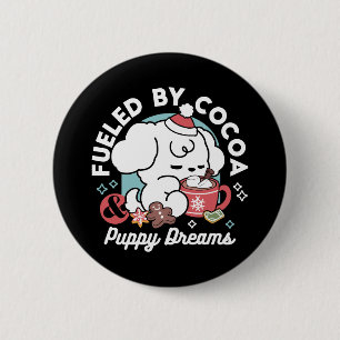 Cosy Puppy Dreams – Hot Chocolate and Christmas 6 Cm Round Badge