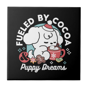 Cosy Puppy Dreams – Hot Chocolate and Christmas Ceramic Tile