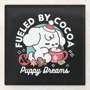 Cosy Puppy Dreams – Hot Chocolate and Christmas Glass Coaster
