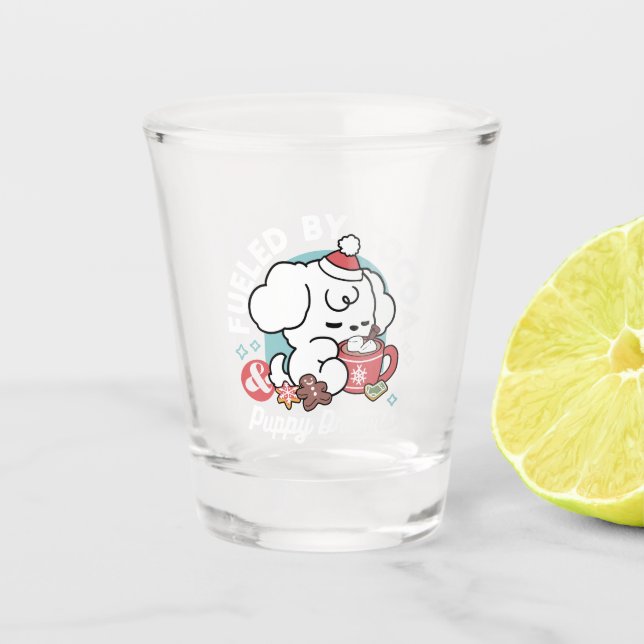 Cosy Puppy Dreams – Hot Chocolate and Christmas Shot Glass (Front)