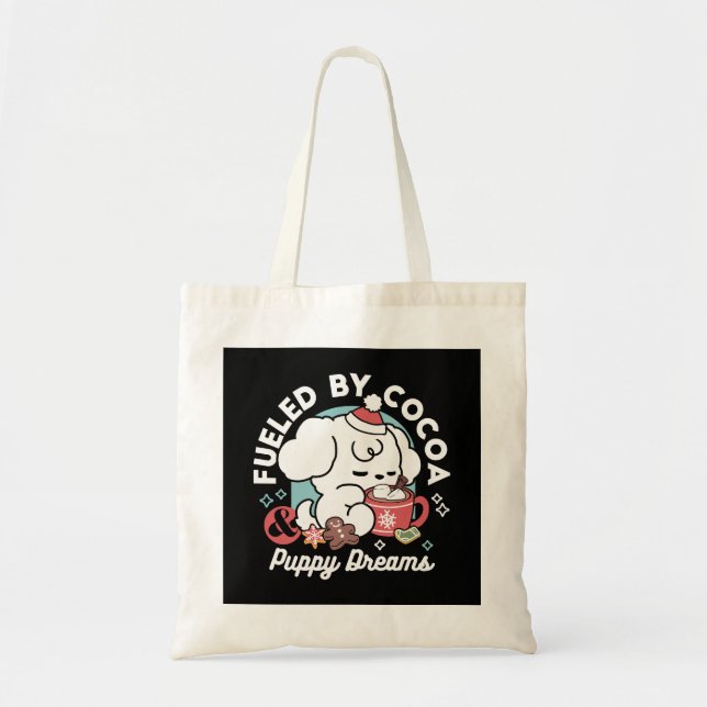 Cosy Puppy Dreams – Hot Chocolate and Christmas Tote Bag (Front)