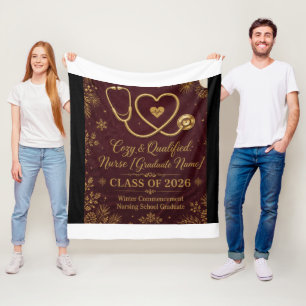 Cosy & Qualified Nurse Graduation Sherpa Fleece Bl Blanket