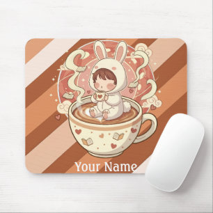 Cosy Rabbit Coffee Desk Mouse Pad