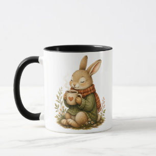 Cosy Rabbit Coffee Mug Cute Whimsical Woodland