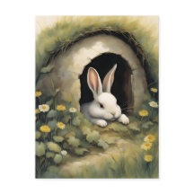 Cosy Rabbit in a Flowering Burrow