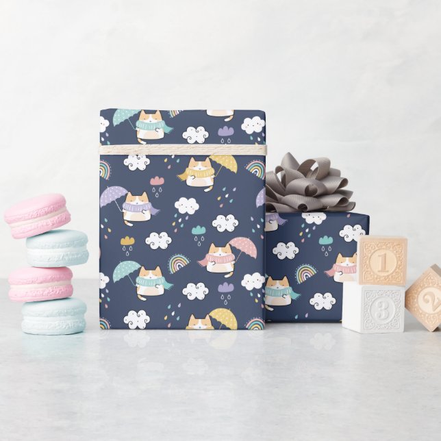 Cosy Rainy Day Pattern Wrapping Paper Roll (Baby Shower)