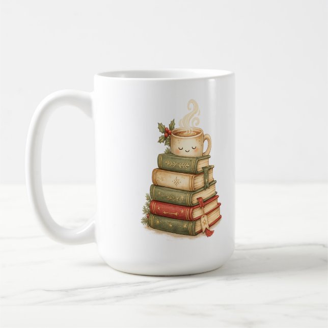 Cosy Reader's Cocoa Stack Christmas Mug (Left)