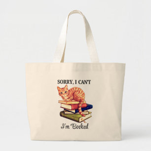 Cosy Reading Cat - I’m Booked Large Tote Bag