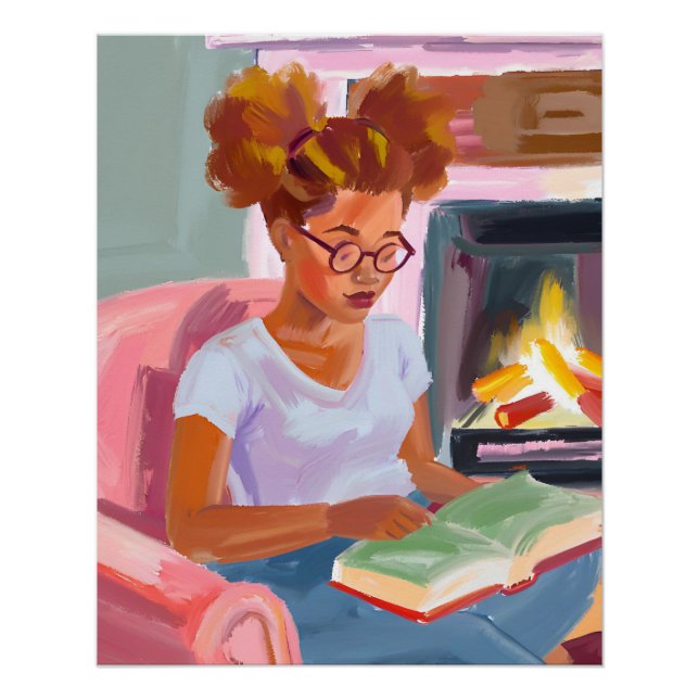 Cosy Reading Days: Afro Girl in a Peaceful Settin Poster (Front)