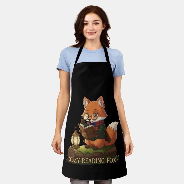  Cosy Reading Fox | Cute Whimsical Book Lover  Apron (Worn)