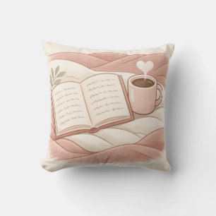Cosy Reading Moment - Coffee and Book Lover Design Cushion