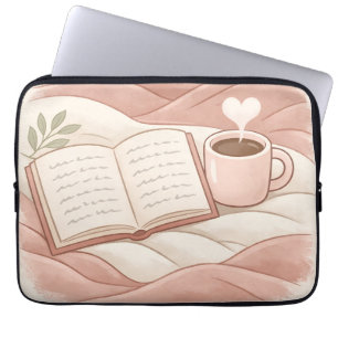 Cosy Reading Moment - Coffee and Book Lover Design Laptop Sleeve
