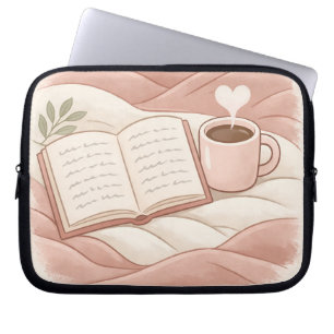 Cosy Reading Moment - Coffee and Book Lover Design Laptop Sleeve