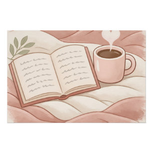 Cosy Reading Moment - Coffee and Book Lover Design Poster