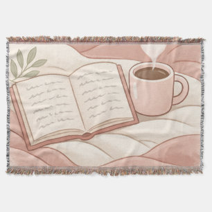 Cosy Reading Moment - Coffee and Book Lover Design Throw Blanket