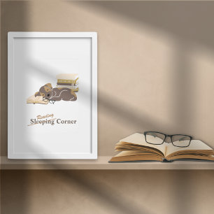 Cosy Reading Nook Animal Themed Book Poster