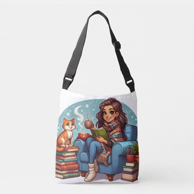 Cosy Reading Time Crossbody Bag (Front)