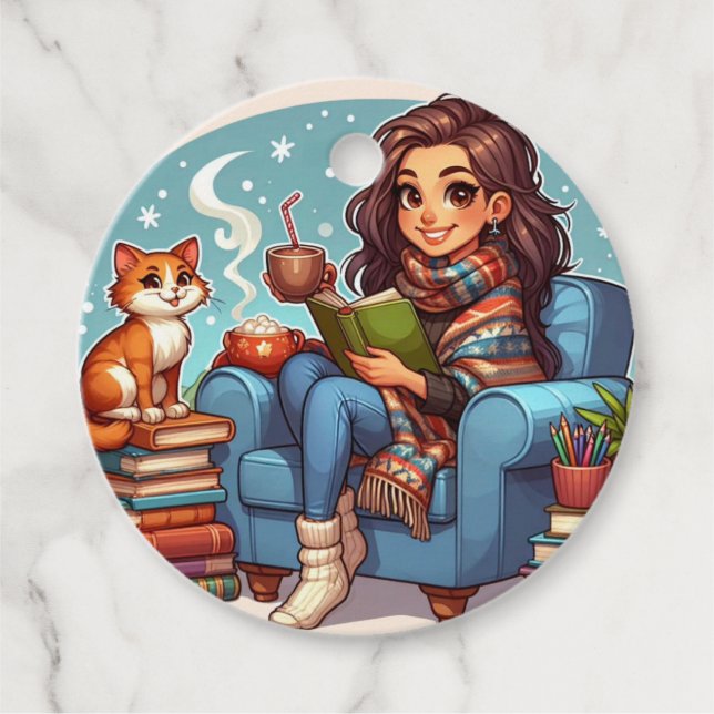 Cosy Reading Time Favour Tags (Front)