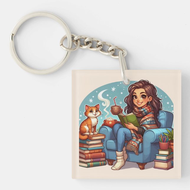 Cosy Reading Time Key Ring (Front)