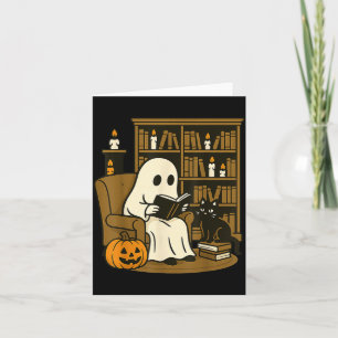 Cosy Reading With Black Cat And Pumpkin Halloween Card