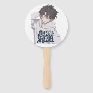 Cosy-Rebel Anime Boy - Aesthetic Glasses Vinyl Hand Fan