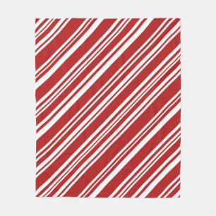 Cosy Red and White Modern Peppermint Stripes Fleece Blanket