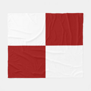 Cosy Red and White Rectangles Fleece Blanket