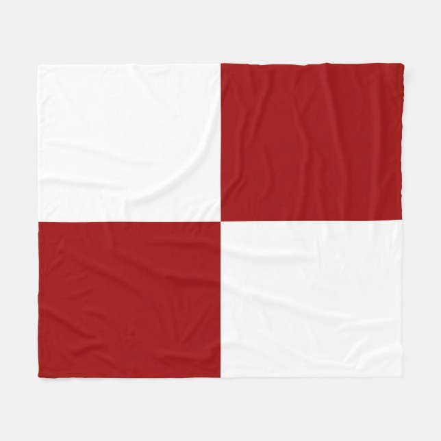 Cosy Red and White Rectangles Fleece Blanket (Front (Horizontal))