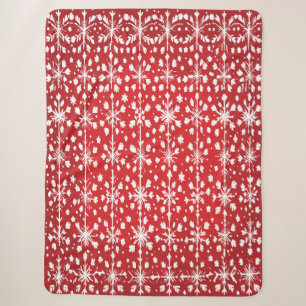 Cosy Red and White Snowflake Winter Holiday Sherpa Blanket