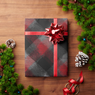 Cosy Red Black Lumberjack Ash Plaid Pattern Wrapping Paper