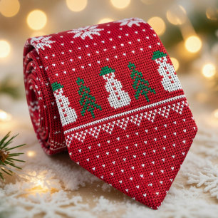 Cosy Red Christmas Festive Holiday  Tie