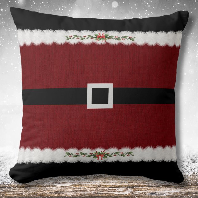 Cosy Red Christmas Santa Claus Suit Throw Pillow (Bring the festive spirit of Santa's workshop to any space that needs a touch of Christmas cheer)