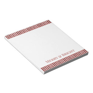 Cosy Red White Plaid Stripes Christmas Notepad