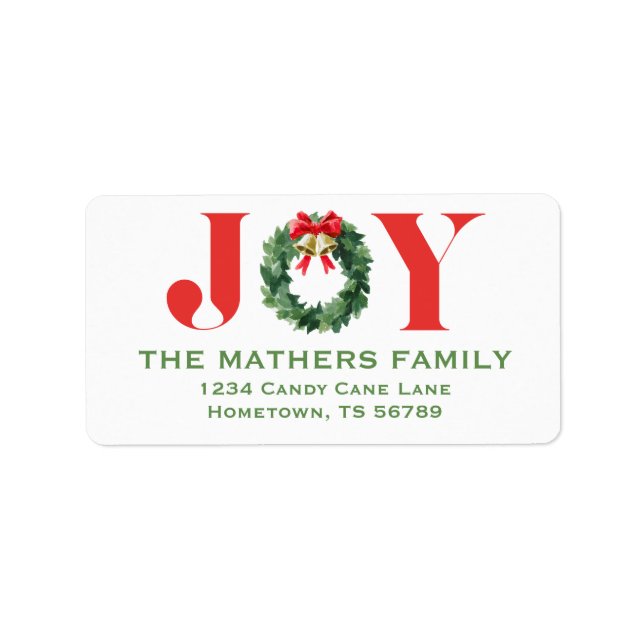 Cosy Red Wreath Christmas Return Address Label (Front)