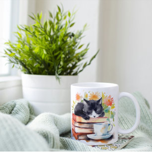 Cosy Relaxed Cat in Watercolor Coffee Mug