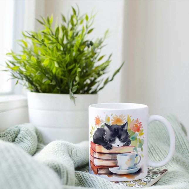 Cosy Relaxed Cat in Watercolor Coffee Mug (Creator Uploaded)