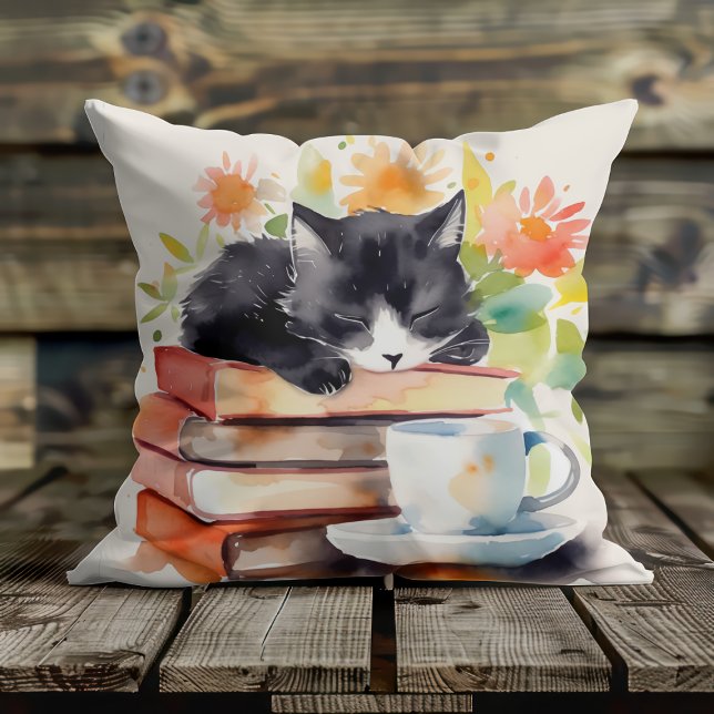 Cosy Relaxed Cat in Watercolor Cushion (Creator Uploaded)