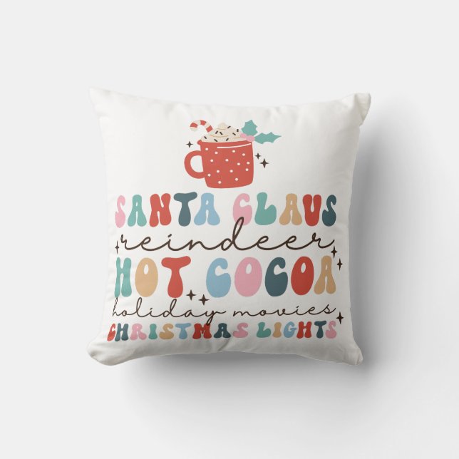 Cosy Retro Christmas Colourful Fun Cushion (Front)