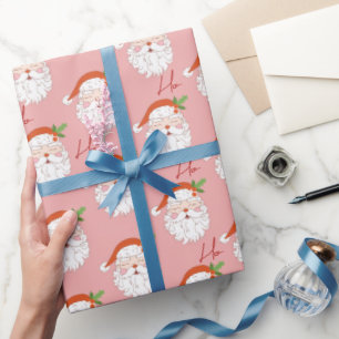 Cosy Retro Pink Santa Claus Christmas Wrapping Paper