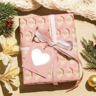 Cosy Retro Pink Santa Claus Christmas Wrapping Paper
