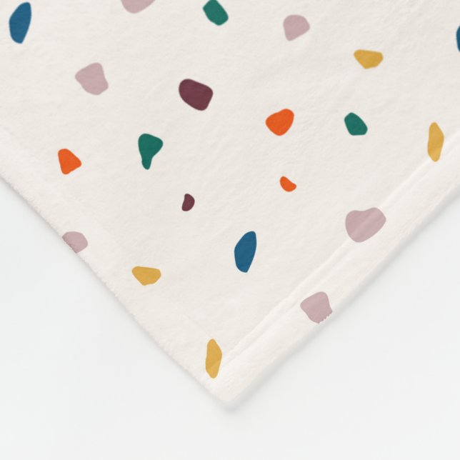 Cosy Retro Terrazzo Fleece Blanket  (Corner)
