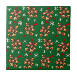 Cosy Roasted Chestnuts  And Snowflakes Winter Ceramic Tile