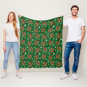 Cosy Roasted Chestnuts And Snowflakes Winter Fleece Blanket